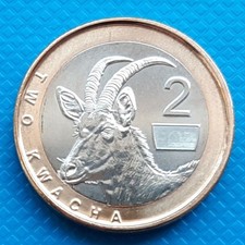 Zambie 2 kwacha 2024 UNC Roan Antilope bimétallique bimétallique
