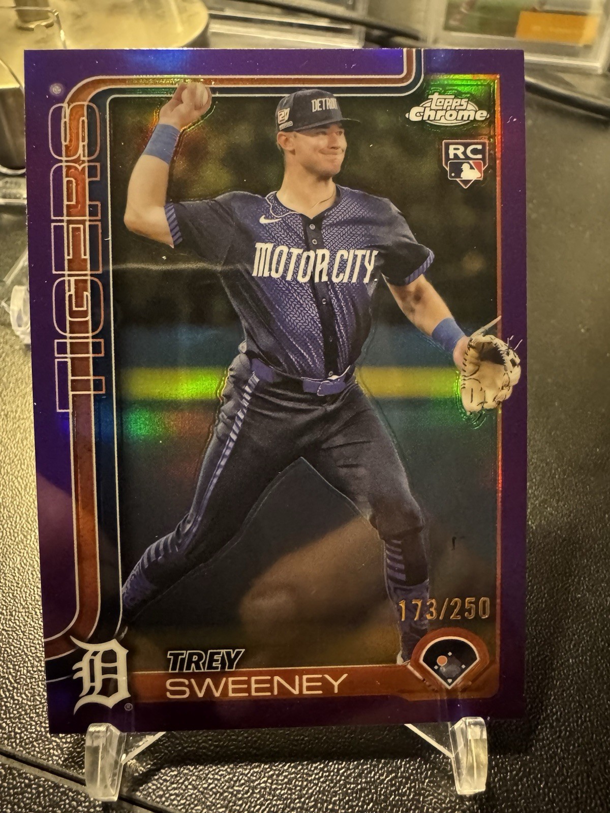2025 Topps Chrome #6 Trey Sweeney RC Purple Refractor /250 Detroit Tigers
