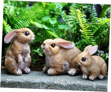 Bunny Decor Yard Decorations Outdoor Set of 3, Bunny Decorations for Home Brown