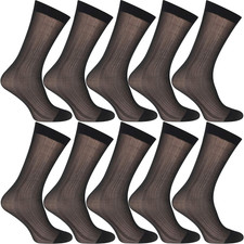 10 Pairs Men'S Ultra Thin Dress Socks, Silk Sheer Nylon Work Trouser Socks, Mid