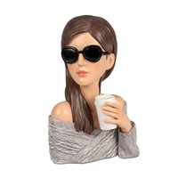 Deko BüSte Dame Mit Kaffeebecher Und Sonnenbrille H. 25Cm Formano