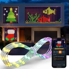 Christmas Smart Curtain Lights - APP Control, AI Pattern GIF Display, Works w...