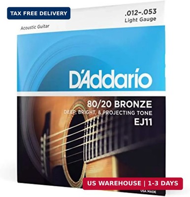 D'Addario EJ11 80/20 Bronze Acoustic Guitar Strings, Light, 12-53
