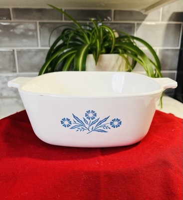 CorningWare Blue Cornflower 1 1/2 Qt Casserole Dish P -1 1/2-b No Lid Vintage