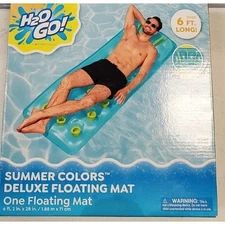 New H2O Go! Summer Colors Deluxe Floating Mat Over 6 Feet BLUE Bestway