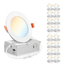PARMIDA (16 Pack) 4 Inch 5CCT Ultra-Thin LED Recessed Lighting with Junction