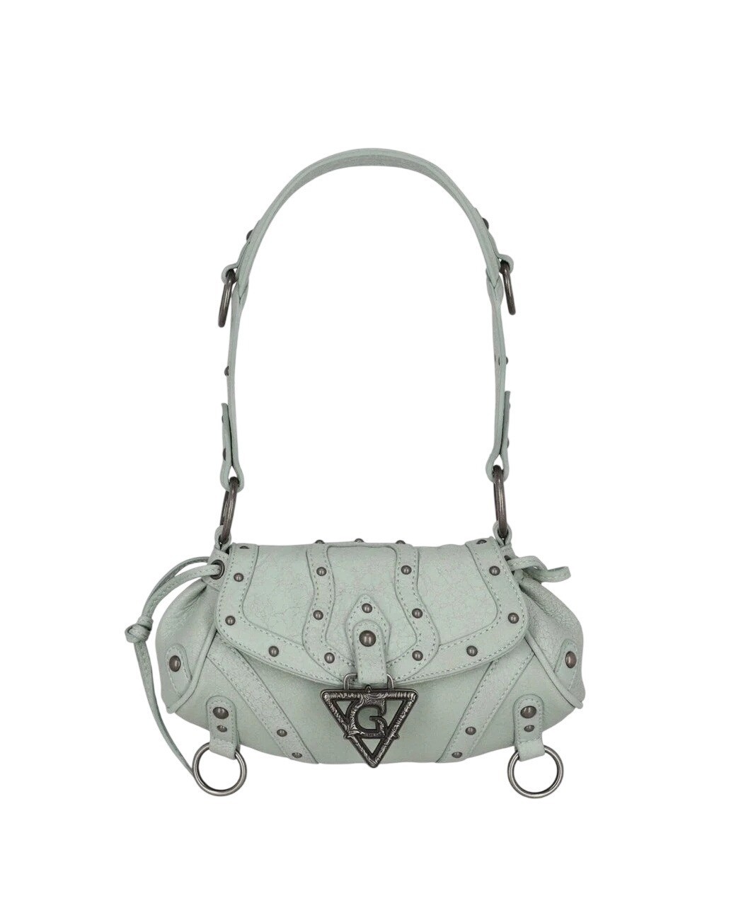 Guess Mini Claudia Crackled Leather Shoulder Bag in Milkshake Mint