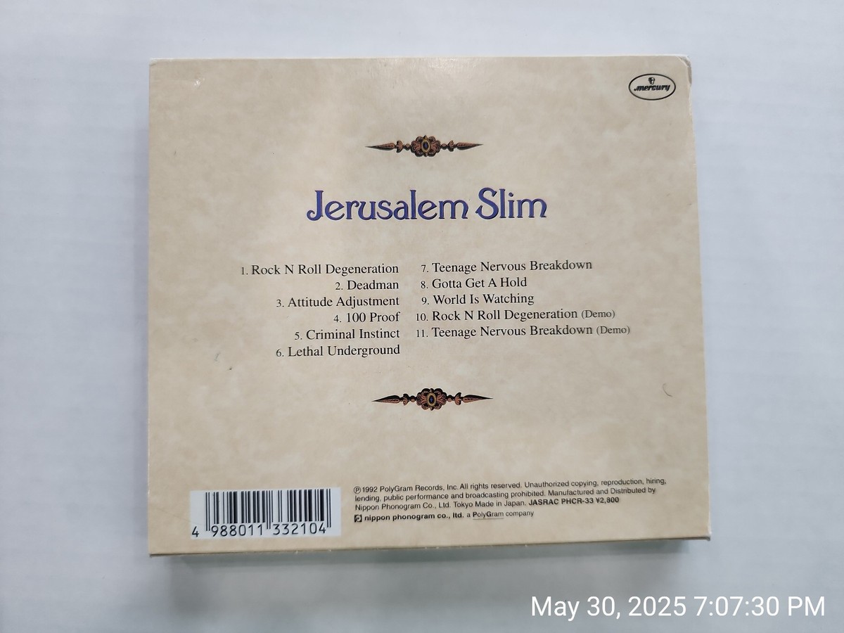 Jerusalem Slim Japan CD OBI 11 Tracks Hard Rock 1992 Michael