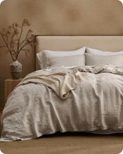 Bedsure 100 Linen Duvet Cover Set Queen Washed 170 GMS European Flax 3pcs