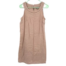 Charlie Paige Size Small Dress Beige Sleeveless Linen Sheath Cottagecore Neutral