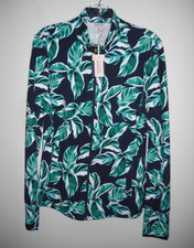 NWT Tommy Bahama Women XL Navy Green White Golf Tennis Full Zip Jacket Shirt Top