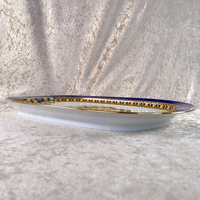 Hermes Cocarde De Soie Large Oval Plate Serving Platter Porcelain