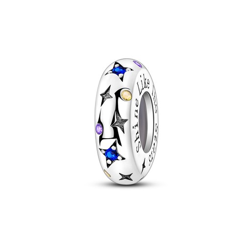 MULA Sparkling Star Rubber Charm AAA CZ Fit Women Bracelet 925 Sterling Silver