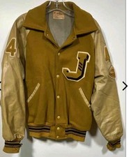 Vintage 60s Varsity Letterman Jacket Leather Sleeves SZ L