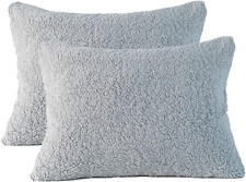 Ultra Soft Sherpa Pillowcases 20"x26" Standard Pillow Covers Pack of 2 Silver