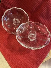 Heisey Pair Bobeches Glass Clear  Scalloped Edge VTG Elegant Uranium **Chip