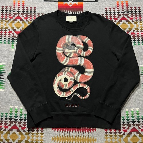 Gucci Kingsnake Sweatshirt Mens Medium Black Crewneck Italy Designer B2