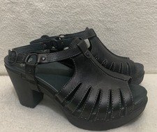 Dansko Randa Leather Slingback Black Open Toe Clog Sandals Shoes EU 40 UK 7