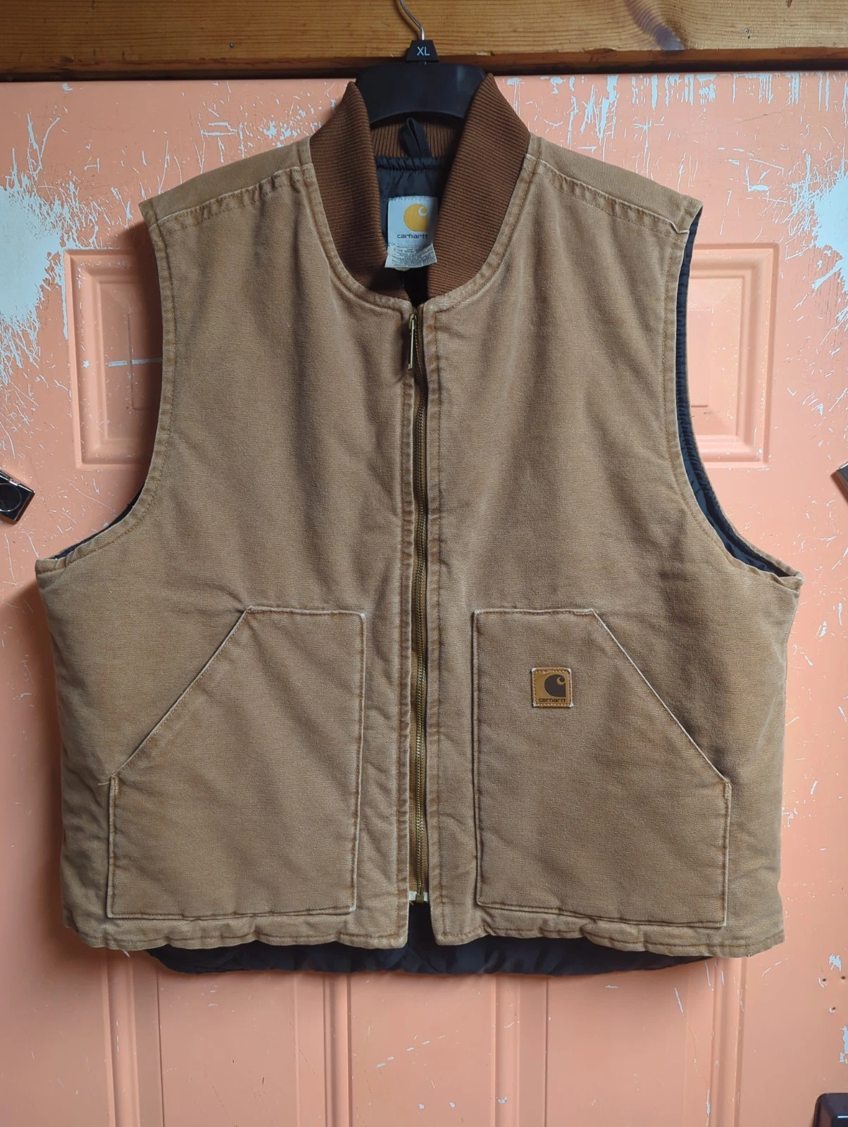 Vintage Carhartt Quilted Lined Canvas Vest Mens Sz XL Brown V02 BRN EUC USA MADE