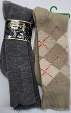 Vintage NWT Mens Dress Socks 2 Pair 10-13 Acrylic Nylon Gray Brown Argyle 
