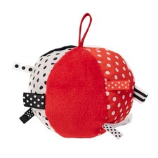 Soft Baby Ball with Ribbon Tags, O Ball Shape with Bell, High Contrast Black ...