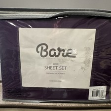 Bare Home Queen Sheet Set Premium Microfiber Purple Solid Color Rectangular