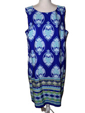 Madison Leigh Womens Blue Sleeveless Shift Dress Plus Size 20W