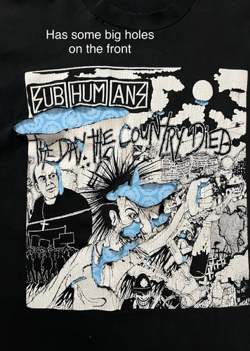 "Camisa Subhumans The Day the Country Died Punk Rock Thrashed Holes XL 22"" X 30""" - Imagen 6 de 12