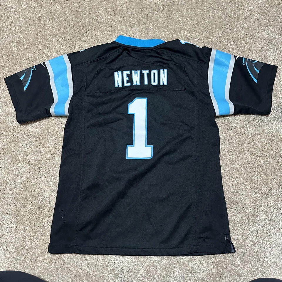 Camiseta de fútbol americano juvenil Carolina Panthers grande 14/16 negra NFL Cam Newton Nike Foto 3 de 4