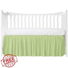 Sage Green Crib Bed Skirt Dust Ruffle Split Corners 100 Cotton 28x52