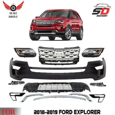 Front Bumper Cover Fascia & Grille Assembly Kit For 2018-2019 Ford Explorer