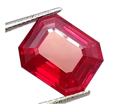 Natural Flawless Mozambique 10.85  MM Blood Red Ruby Emerald Cut Loose Gemstone