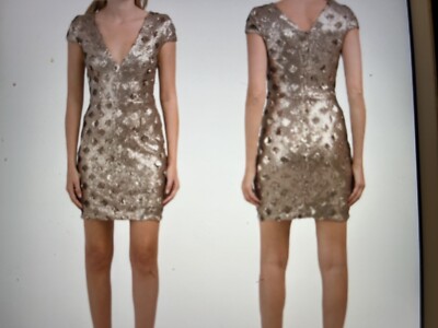 Dress the Population  Gold  Sequin Bree Mini Dress Sz L.. Worn Once