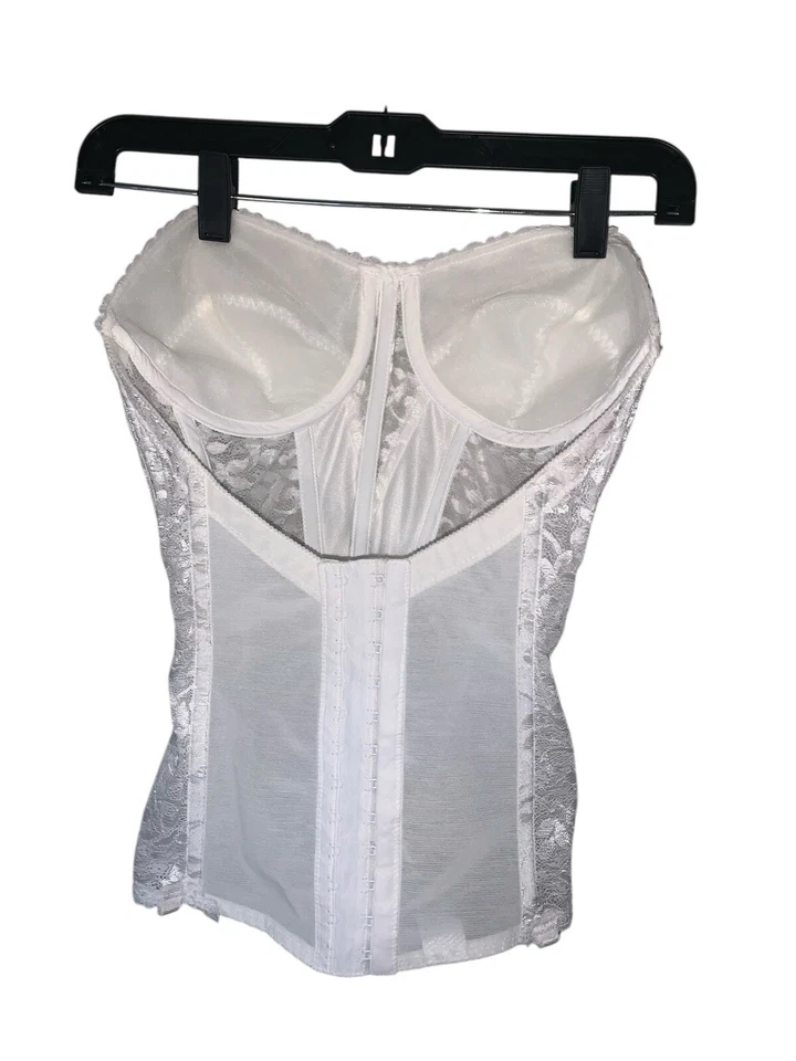 Sujetador Bustier Top Carnaval Encaje Bajo Longline Marfil Crema Talla 34C Y2K Foto 3 de 4