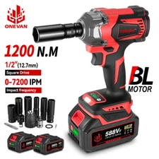 Cordless Impact Wrench 1/2" 1200Nm High Torque Brushless Drill W/ Li-ion Battery