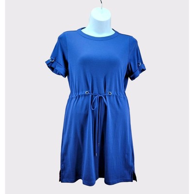 Appleseeds Petites Dress PXL Womens Blue Short Sleeve Drawstring Waist  Pullover