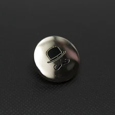 London Badge & Button Co Blazer Button Bowler Hat Mustache Silver Large 21mm