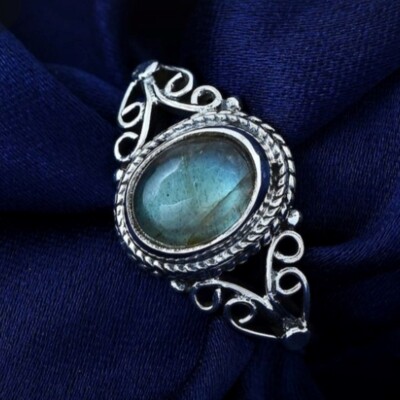 Beautiful Labradorite Gemstone 925 Sterling Silver Ring Valentine Day Gift C-416