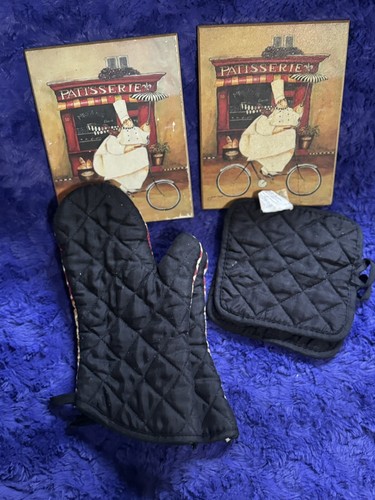 2 Jennifer Garant Cheff Rectangle Plaque Wall Hanging 8.5" X 6.5" & Oven Mitts - Picture 7 of 7