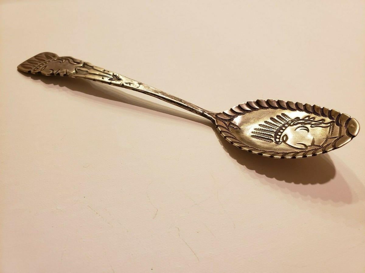 Vintage Fred Harvey Native American Sterling Silver Spoon - Indian