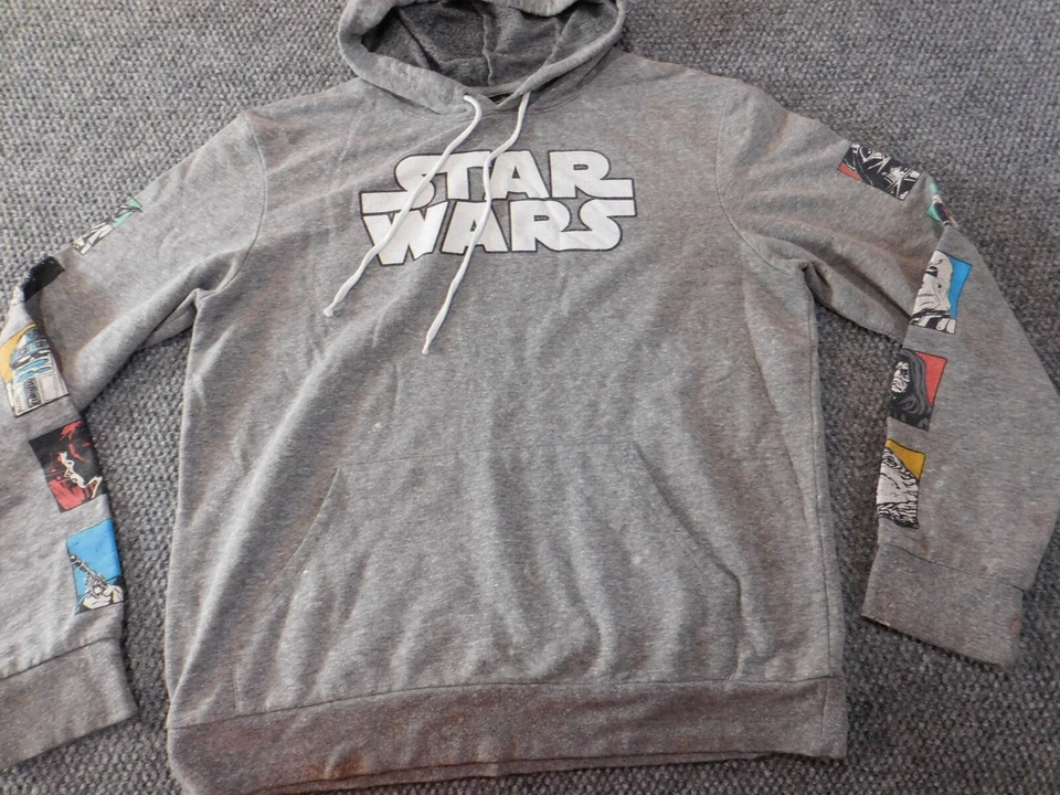 Star Wars Mens Hoodie Extra Large Gray Pullover stretch graphic movies - Image 2 of 4