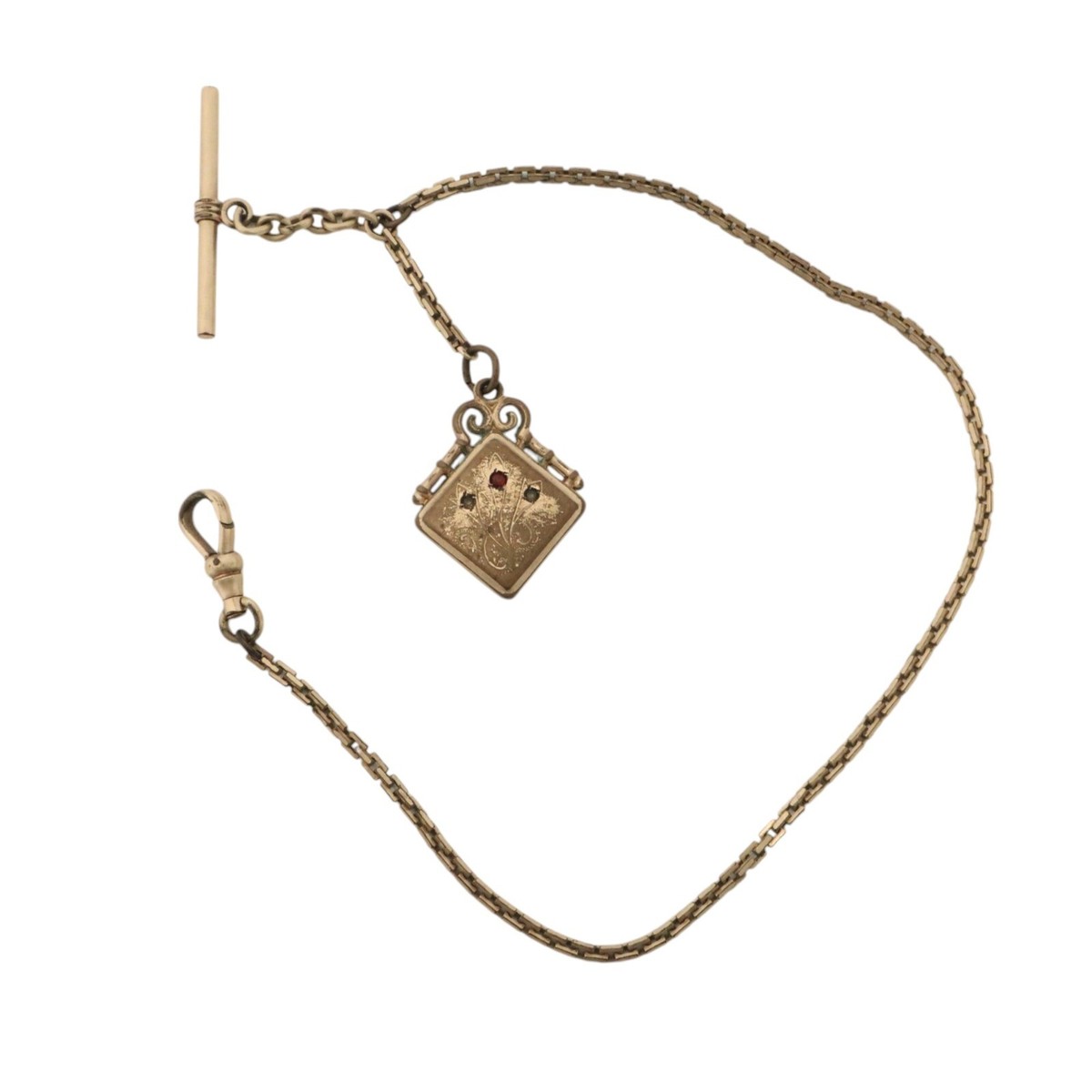 Vintage Simmons Gold Filled Pocket Watch Chain Ornate Locket Fob