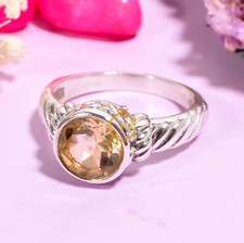 Yellow Citrine Cut Stone Ring 925 Sterling Silver Engagement Rings Gift Jewelry