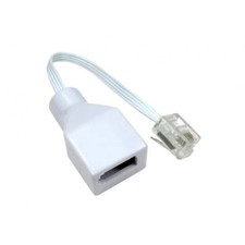White RJ11 Plug to BT Socket Male / Female 4 WIRE Modem Adaptor Phone Stub Lead 