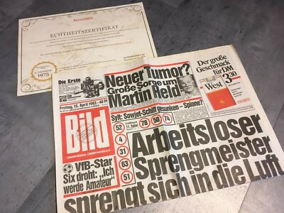 BILDzeitung 15.4.1983 April 15.04.1983 Geschenk 36. 37. 38. 39. 40. Geburtstag