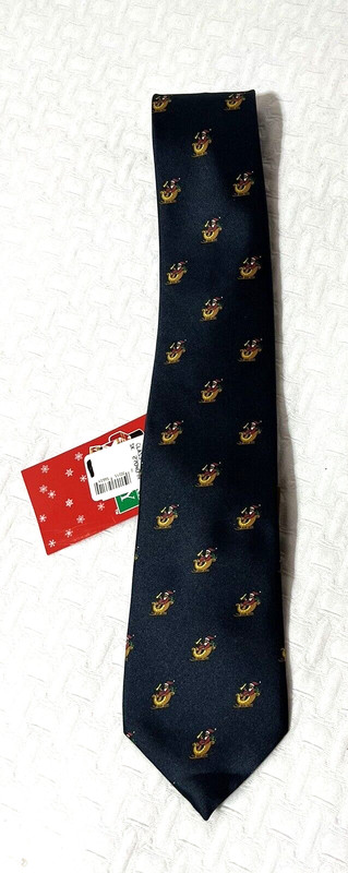 *NEW*  Harbour Classics Christmas Tie-  Navy blue with Santa in a gold sled