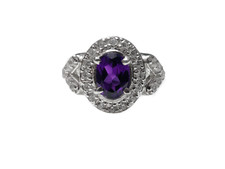 Amethyst Engagement Ring Amethyst Anniversary Ring 6x8 mm Oval Amethyst Ring