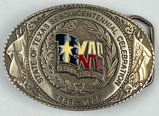 State of Texas Sesquicentennial Celebration Brass Belt Buckle 1836-1986 Vintage