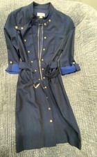 Calvin Klein zip front sheath belted navy blue dress size 4 S 
