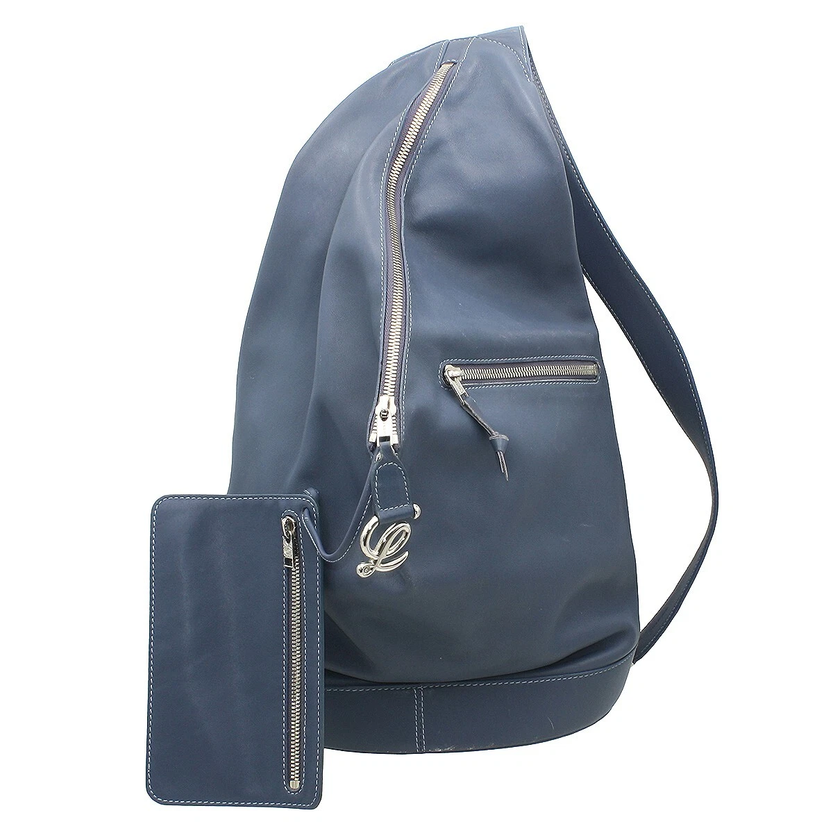 Loewe Anton Shoulder Sling Bag Backpack Blue Leather Men Women